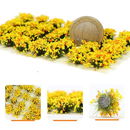 Miniature Vegetation Bushy Shrubs Tuft Flowers with Model Bases War Game DIY Railway Terrain Scenery (E) - color: E