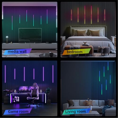 HAMRVL RGB+IC Smart Recessed Lighting Wall Panel Lights, 6PCS Slat Wall Lights with APP & Remote Control, Color Chasing, Music Sync, RGB Wall Lights for Wood Slat, Acoustic Panels (2*24+2*32+2*40 in) - size: 24in＋32in＋40in