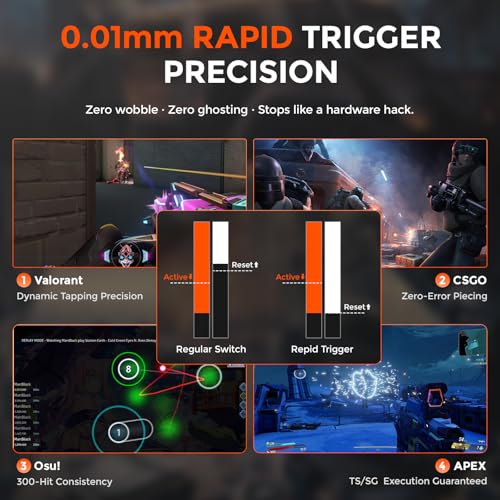 DAREU COOL60 60% Hall Effect Gaming Keyboard with Magnetic Switch, SOCD, 0.01mm Actuation Adjustable Rapid Trigger,8000 Hz Polling, Topographic PBT Keycaps, Hot-swap, RGB Backlit - color: White