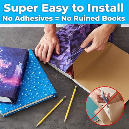 Easy Apply, Reusable Book Covers 4 Pk. Best Jumbo 9x11 Textbook Jackets for Back to School. Stretchable to Fit Most Large Hardcover Books. Perfect Fun, Washable Designs for Girls, Boys, Kids and Teens - color: Preppy 4 Pack