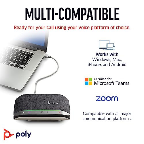 Poly Sync 20 USB-C Personal Portable Smart Speakerphone (Plantronics) – Long Battery Life – Noise/Echo Reduction -Works w/Teams (Certified), Zoom, PC, Mac, Mobile – Amazon Exclusive