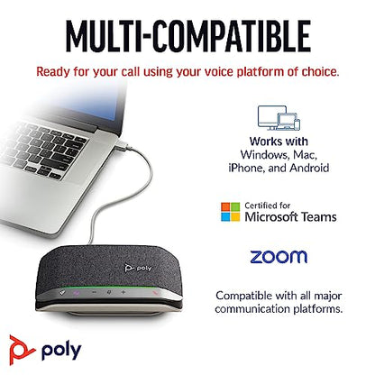 Poly Sync 20 USB-C Personal Portable Smart Speakerphone (Plantronics) – Long Battery Life – Noise/Echo Reduction -Works w/Teams (Certified), Zoom, PC, Mac, Mobile – Amazon Exclusive