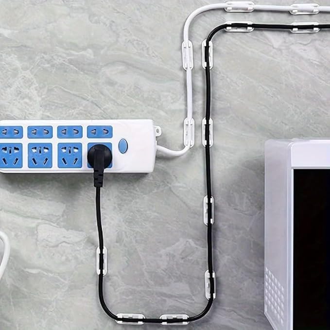 10-Pack Adjustable Cable Clips – Cord Organizer for TV, PC, and Ethernet Cables, Effortless Wire Management Under Desk & On Wall