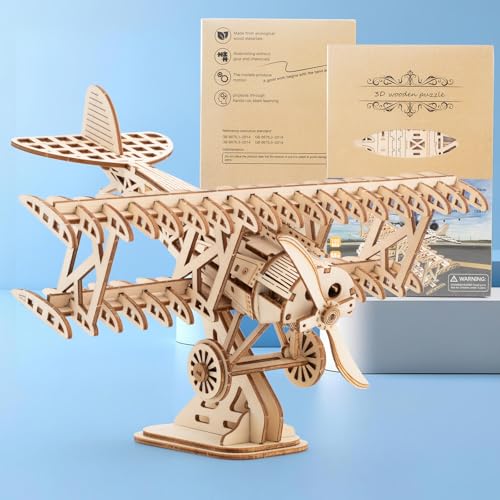 DIY Airplane Wooden 3D Puzzles Model Kit | 105 Pieces, For Adult, Jigsaw - style: Airplane