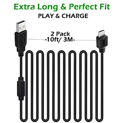 2 Pack 10ft Charging Cable Compatible with PS4 Controller, Play and Charger Cable Data Sync Cord Compatible with PlayStation 4 PS4 Controllers and Xbox One Controllers