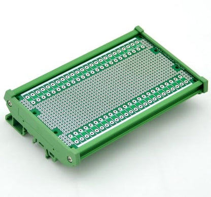 Electronics-Salon DIN Rail Mounting Carrier Housing with Prototype Board. PCB Size 137.4 x 72mm - size: PCB 137.4x72mm