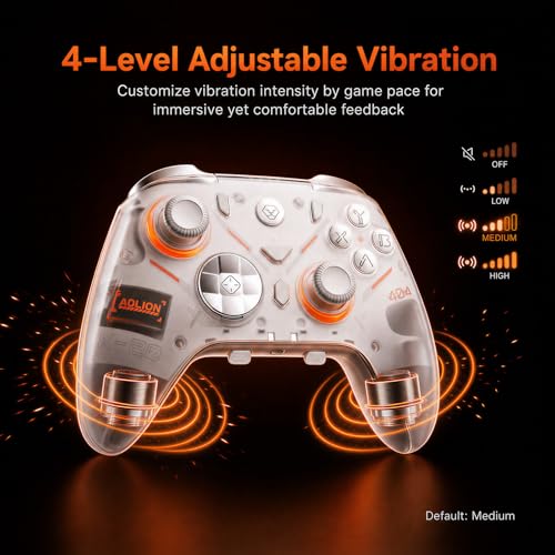 Aolion gaming K20 TMR Wireless Controller Compatible with Switch/PC/iOS/Android, TMR Precision Joystick, 1000Hz Polling Rate, Tri-Mode Bluetooth/2.4G/Wired Gamepad, RGB Charging Dock, Back Paddles - color: Red