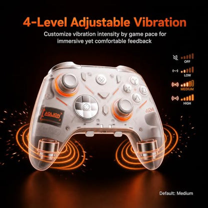 Aolion gaming K20 TMR Wireless Controller Compatible with Switch/PC/iOS/Android, TMR Precision Joystick, 1000Hz Polling Rate, Tri-Mode Bluetooth/2.4G/Wired Gamepad, RGB Charging Dock, Back Paddles - color: Red