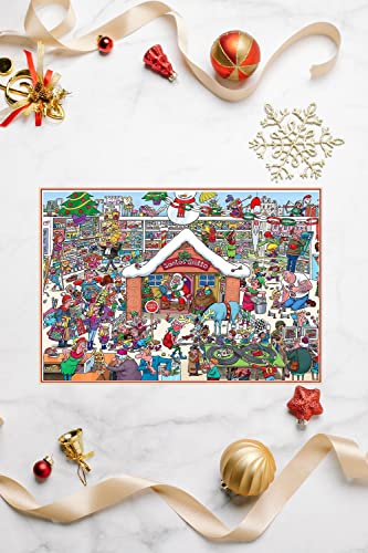 Christmas Puzzles for Adults 1000 Piece Christmas Jigsaw Puzzles Santa's Grotto 27.56 x 19.69 Inch Challenge Toy Gift Educational Game Christmas Jigsaw Puzzles 1000 Pieces for Adults - color: Santa's Grotto