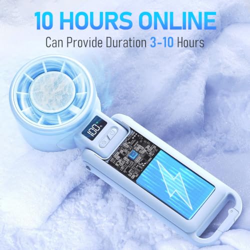 PlayHot Portable Handheld Cooling Fan, Travel Essentials, Gifts for Women | Instant Cooling, 10m/s Airflow, 5-Speed, 10H Max, USB-C Rechargeable, LED Display, 3-in-1 Foldable for Cruise, Beach Vacation - color: Blue