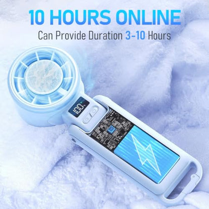 PlayHot Portable Handheld Cooling Fan, Travel Essentials, Gifts for Women | Instant Cooling, 10m/s Airflow, 5-Speed, 10H Max, USB-C Rechargeable, LED Display, 3-in-1 Foldable for Cruise, Beach Vacation - color: Blue