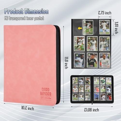 Trading Card Binder, Premium 9 Pocket Double Sided 540 Pocket PU Card Collection Binder, Collectible Trading Card Albums for MTG, TCG, Sport Card, Game Cards (Pink) - color: Pink