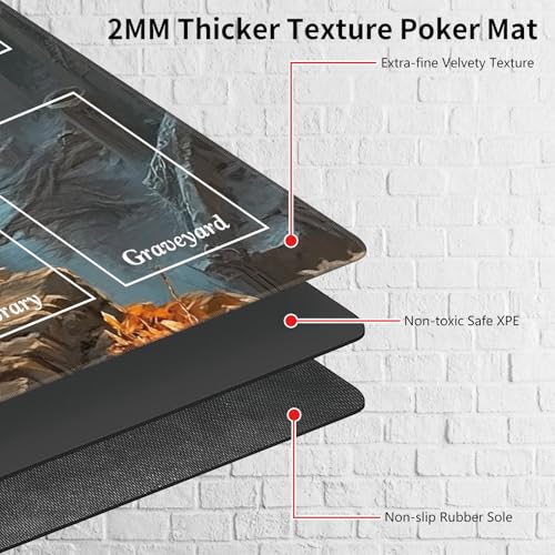 MTG Playmat with Magic Zone 27.5 x 15.7in Includes Storage Bag,TCG Playmat with Soft Surface Premium Non-Slip Rubber Backing Stitched Edges Durable Gaming Mat,Raccoon Knight - color: Raccoon Knight, size: 27.5"×15.7"With Zones