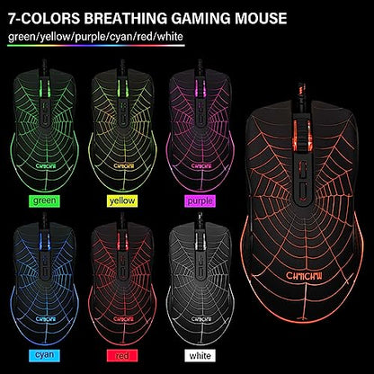 Gaming Keyboard and Mouse 104 Keys for Mac PC PS5 PS4 Xbox One Gamers | RGB Backlit LED Mechanical Feel Keyboard with Multimedia Keys Number Pad, USB Desktop Computer Windows Keyboard