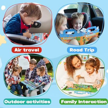 ASTARON 3 Pack Reusable 3D Puffy Sticker Book for Kids 3-6, Jelly Sticker Game Educational Sensory Learning Toy, Travel Toys and Busy Book(Little Wings Handle) - style: Little Wings Handle