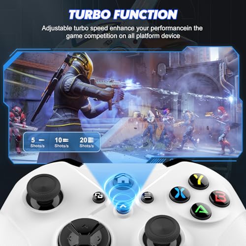 Xexvyrin Wireless Controller for X-box One, X-box Series X/S, PC, Switch, iOS, Android, LED Gaming Controller with TURBO, Macro Function, 6-Axis Gyro, 3.5mm Audio Jack, WiFi Connectivity (pure white) - color: Pure White