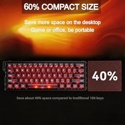 MADLIONS 60% Gaming Keyboard Wired, Magnetic Switch Keyboards Rapid Trigger 8KHz Aluminum RGB Backlit, Mechanical Keyboard Hot Swappable for PC Laptop Gamer - color: translucent black