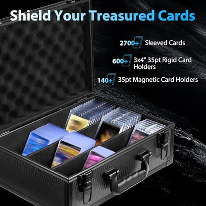 WOT I Trading Card Storage Box | Holds 600+ Toploaders | Sports Card Storage Case for 3x4” Rigid or Magnetic Card Holders/Sleeved Cards | Card Holder Box for Top Loader