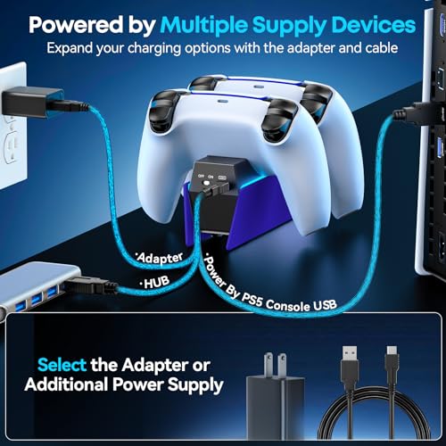 OIVO P5 Controller Charger with Fast Charging AC Adapter, P5 Controller Charging Station Stand for Play Station 5, Docking Station Replacement for PS 5 Accessories Kits, Cobalt Blue - color: Cobalt Blue