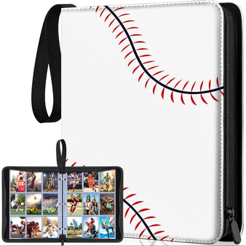 POKONBOY 9 Pocket Baseball Card Binder for 900 Cards, Trading Card Binder Collection Album Holder with Sleeves for Football Sports Games Cards - color: Baseball