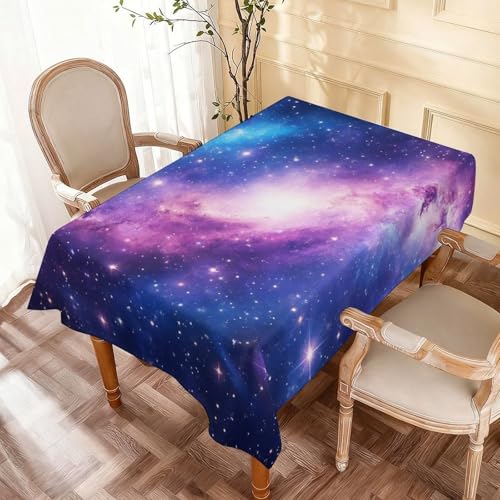 Fashion Rectangle Tablecloth Kitchen Tabletop Decoration Waterproof Table Cloth Purple Blue Galaxy - color: Color12, size: 53.9x72in
