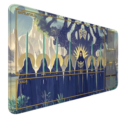 MTG Playmat Stitched Edges for TCG 24 x 14 inches Trading Card Inked Game Playmats with Storage Bag Smooth Rubber Surface Battle Game - color: Pattern12 With Zones