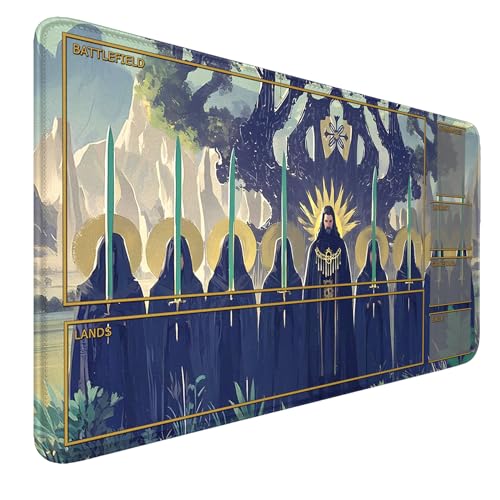 MTG Playmat Stitched Edges for TCG 24 x 14 inches Trading Card Inked Game Playmats with Storage Bag Smooth Rubber Surface Battle Game - color: Pattern12 With Zones