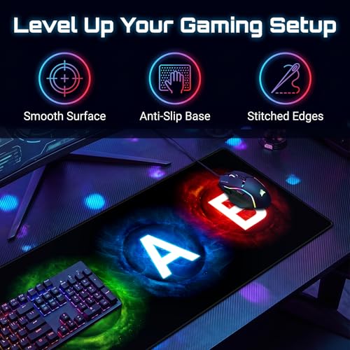 Gamepad Button Big Mouse Pad Large, Gaming Controller‌ Mouse Pad Desk Pad, Long Computer Keyboard Mouse Mat Mousepad with Non-Slip Base and Stitched Edge for Gaming and Office (XYAB, 35.4" x 11.8") - color: XYAB, size: 35.4L x 11.8W inches
