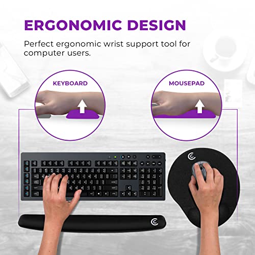 4pc Premium Wrist Rests for Keyboard and Mouse Pad Set - Memory Foam Cushion, Black - Ergonomic Wrists Hand Arm Rest Support for Laptop Computer Desk and Gaming - Carpal Tunnel Syndrome Relief - style: Premium