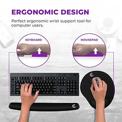 4pc Premium Wrist Rests for Keyboard and Mouse Pad Set - Memory Foam Cushion, Black - Ergonomic Wrists Hand Arm Rest Support for Laptop Computer Desk and Gaming - Carpal Tunnel Syndrome Relief - style: Premium