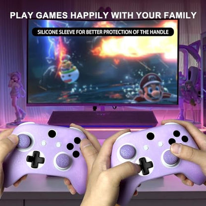 Purple Glitter Anti-Slip Protective Silicone Cover Skin Grips Compatible with Xbox one s/x Controller,8 PCS Glitter Thumb Grips Caps and 2 Grips Caps. - color: Glitter Purple