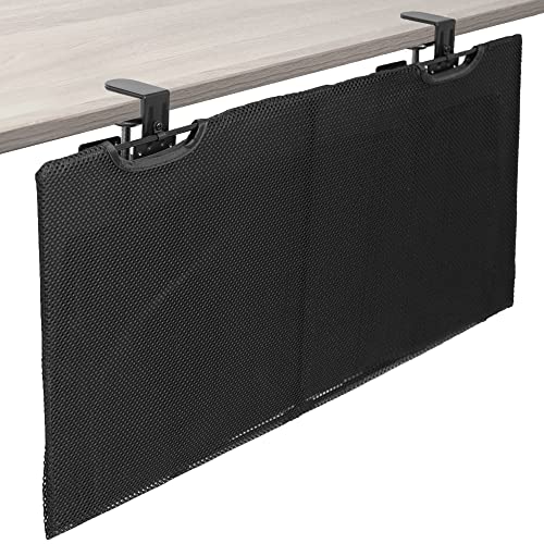 VIVO Black Clamp-on 30 inch Desk Cable Management Sleeve, DESK-SKIRT-30P | Privacy Desk Skirt, Cable Organizer, Wire Hider Kit Panel System - size: 30" Panel