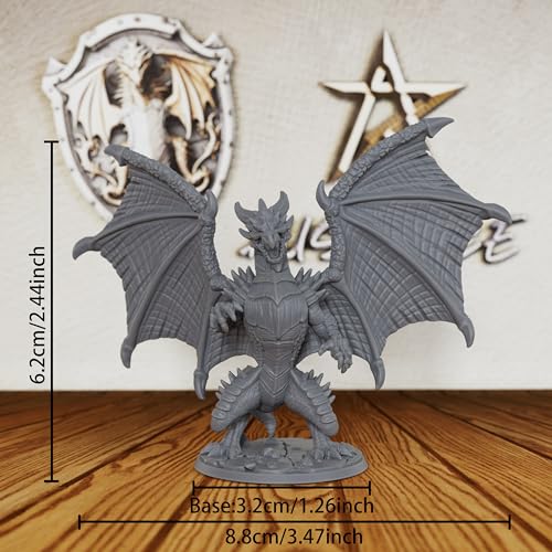 Tabletop Unpainted Miniatures for TTRPG - 28mm Scale Fantasy Winged Drake Minis Figurine for Dungeon Masters & Miniature Game, RPG Accessory Figure - 6.2cm Flimtrax Dragon Mini (AS429)
