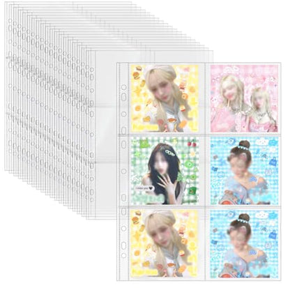 Mogoostry A4 Clear Sheet Protectors 6 Pockets Binder Sleeves 20 Sheets 11 Holes Top Open Photocard Refill Page Protector - color: 6-pocket