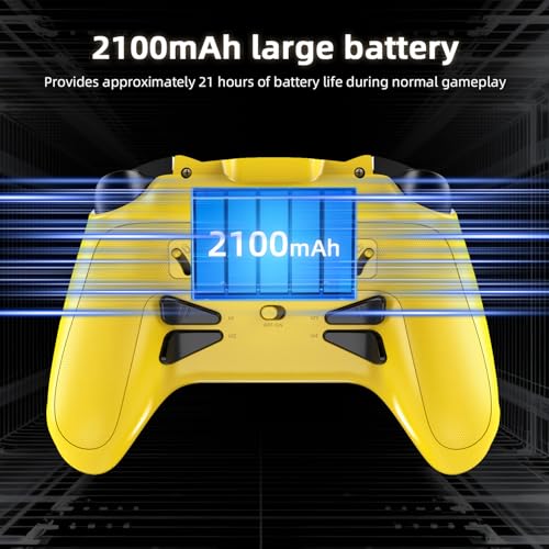 Cintwor RG G01 Interactive Screen Wireless Gaming Controller for Steam/PC/Switch/Linux/Android/iOS, 2.4G Wireless Bluetooth Controller with Screen, Heart Rate Monitor, Hall Effect Triggers (Yellow) - color: yellow