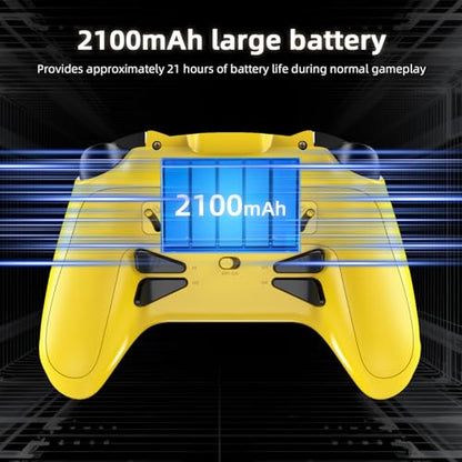 Cintwor RG G01 Interactive Screen Wireless Gaming Controller for Steam/PC/Switch/Linux/Android/iOS, 2.4G Wireless Bluetooth Controller with Screen, Heart Rate Monitor, Hall Effect Triggers (Yellow) - color: yellow