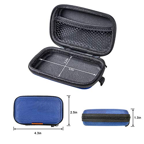 Blue Rectangle Small EVA Case, Lightweight Hard Shell Zipper Pouch | Mesh Inner Pocket, Universal Bag for Wired Bluetooth Headset, Charger, Durable Exterior, Portable - color: Blue