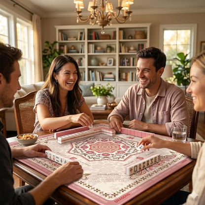 Mahjong Mat 31.5x31.5 inches – Quiet, Foldable Table Mat for Mahjong, Card Games & Board Games, 3-Layer Noise-Reducing Design, Waterproof & Easy-Clean, Includes Storage Bag (Pink - Regular) - color: Pink - Regular