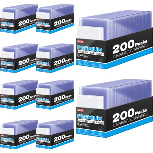 Sooez 1000 Soft Card Sleeves & 1000 Hard Plastic Card Holder, 35PT, 3" x 4" | for Trading Card, Baseball Card Protector, Penny Sleeves for Collectible Game Card, Sturdy Standard Size Sports Football Card - size: 1000 Hard Sleeves + 1000 Penny Sleeves
