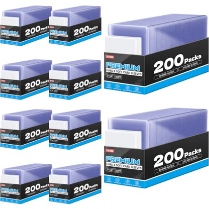 Sooez 1000 Soft Card Sleeves & 1000 Hard Plastic Card Holder, 35PT, 3" x 4" | for Trading Card, Baseball Card Protector, Penny Sleeves for Collectible Game Card, Sturdy Standard Size Sports Football Card - size: 1000 Hard Sleeves + 1000 Penny Sleeves