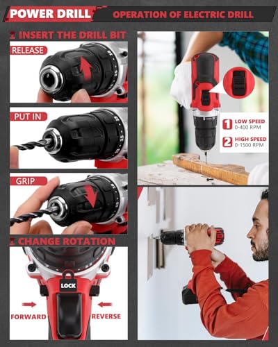 KINGTOOL Home Tool Set Kit - 286 PCS Home Auto Repair Tool Kit with Rolling Tool Box, Mechanic Tool Sets with 21V Max Cordless Power drill, Perfect for Homeowner, Diyer, Handyman - style: 286-Pieces