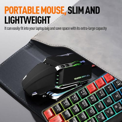 Guiheng Wired 60% Gaming Keyboard and Mouse Combo, Ultra-Compact 61 Keys RGB Backlit Mini Keyboard, Lightweight 3200 DPI Optical, Wired Gaming Set for Windows,PC, MAC PS5 Xbox Gamer(Black and Red) - color: Black and Red combo