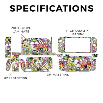 Glossy Glitter Gaming Skin Compatible with Nintendo Switch 2 Premium Kit - Monster Mash - Premium 3M Vinyl Protective Wrap Decal Cover - Easy to Apply | Crafted in The USA by MightySkins - color: Monster Mash, size: Switch 2 Premium Kit, style: Glossy Gli