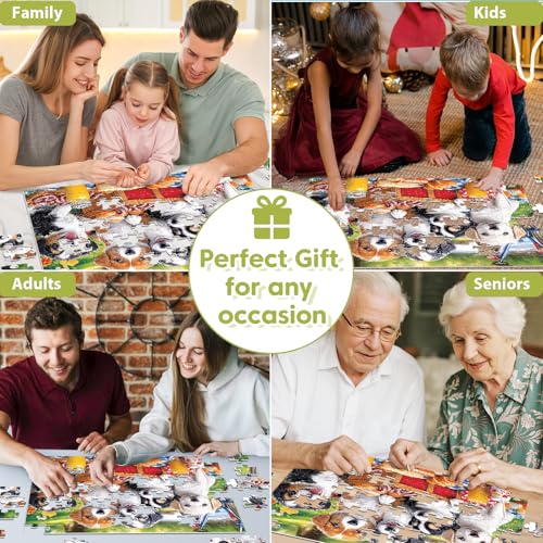 100 Piece Puzzles for Kids Ages 4-6 & 5-8, Puppies Picnic Jigsaw Puzzle for Kids Ages 8-10, Large Piece Puzzles for Adults & Seniors Educational Interactive Family Fun Puzzle for Boys Girls - style: Puppies Picnic