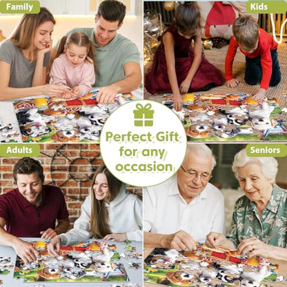 100 Piece Puzzles for Kids Ages 4-6 & 5-8, Puppies Picnic Jigsaw Puzzle for Kids Ages 8-10, Large Piece Puzzles for Adults & Seniors Educational Interactive Family Fun Puzzle for Boys Girls - style: Puppies Picnic