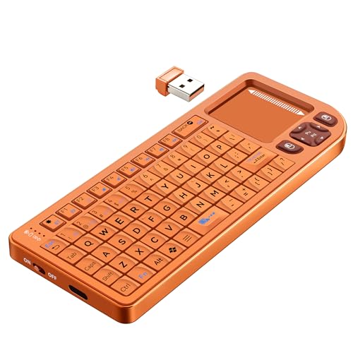 Mini Bluetooth Keyboard with Touchpad – Sturdy Aluminum Frame, Rechargeable & Portable – Seamless Connectivity for iPad, Mac, PC – The Perfect Companion for Smart Home, IT Tech & Field Service-Orange - color: orange