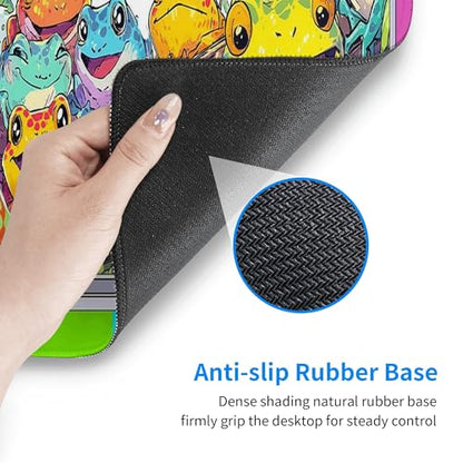 Frogs Gaming Mouse Pad Extended Large Mouse Mat 31.5 X 11.8 Inch Nonslip Rubber Base Long Desk Pad Stitched Edges Mousepad Mice Pad for Office Home Game - color: Frogs
