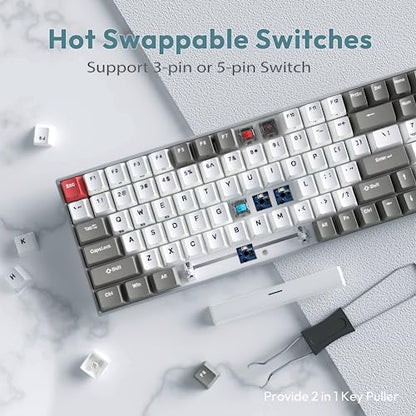RK ROYAL KLUDGE RK100 Wireless Mechanical Keyboard RGB Backlit Bluetooth5.1/2.4G/Wired 96% Full Size 100-Key Hot Swappable Gaming Keyboard Brown Switch Classic - color: Classic, size: Hot Swappable Brown Switch