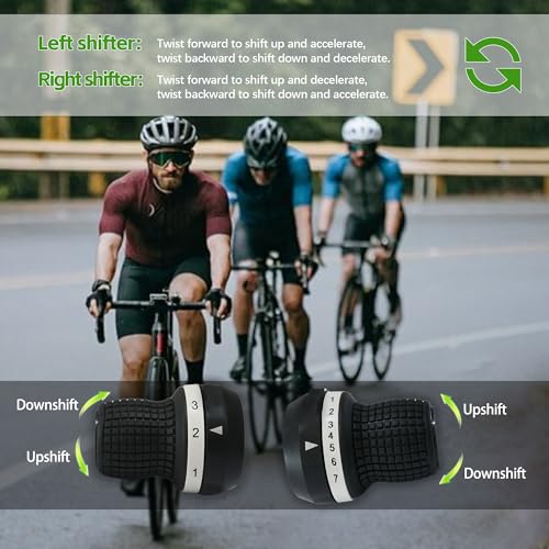 3x7 Speed Bike Shifter Set, 21 Speed Twist Grip Gear Shifters | with Cables & Handle Grips, Bicycle Grip Shift Replacement for Mountain MTB City Commuter Bike Matte Black
