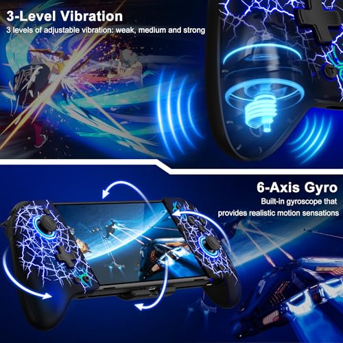 Gammeefy Switch Controller – Hall Effect Joysticks & Enhanced Grip – One Piece Switch Joypad Replacement Switch Pro Controller with 8-Color RGB Lighting, Turbo, Macros - Spider Web, 6.2"/7" - color: Spider Web, size: 6.2"/7"